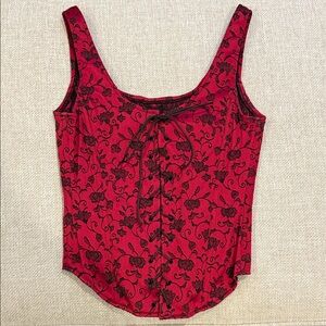 Floral Red Women's Corset Top